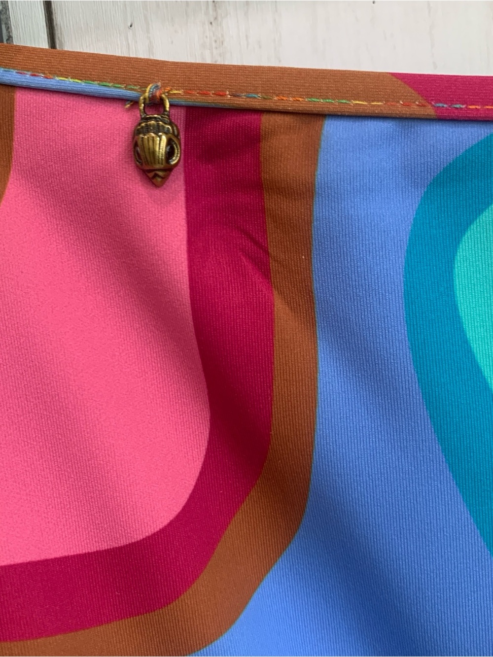 Kurt Geiger Kensington Cut Out Briefs Bikini Bottom Large Psychedelic High Waist - Picture 5 of 16